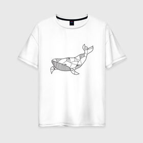Женская футболка хлопок Oversize с принтом Графический кит в Кировске, 100% хлопок | свободный крой, круглый ворот, спущенный рукав, длина до линии бедер
 | графика | кит | линии | морской | рисунок | узор