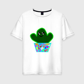 Женская футболка хлопок Oversize с принтом Кактус ми-ми в Кировске, 100% хлопок | свободный крой, круглый ворот, спущенный рукав, длина до линии бедер
 | ботаника | кактус | пустыня | растения | цветы