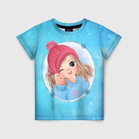 Детская футболка 3D с принтом Sweet girl в Кировске, 100% гипоаллергенный полиэфир | прямой крой, круглый вырез горловины, длина до линии бедер, чуть спущенное плечо, ткань немного тянется | new year | арт | графика | дед мороз | зима | новый год | рождество | санта