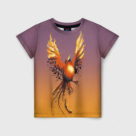 Детская футболка 3D с принтом Феникс и зола в Кировске, 100% гипоаллергенный полиэфир | прямой крой, круглый вырез горловины, длина до линии бедер, чуть спущенное плечо, ткань немного тянется | Тематика изображения на принте: fire | flame | зола | огонь | птица | феникс | яйцо