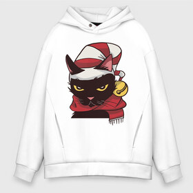 Мужское худи Oversize хлопок с принтом Christmas Cat в Кировске, френч-терри — 70% хлопок, 30% полиэстер. Мягкий теплый начес внутри —100% хлопок | боковые карманы, эластичные манжеты и нижняя кромка, капюшон на магнитной кнопке | animal | art | cat | christmas | christmas cat | kitty | new year | арт | животное | кот | котик | кошка | новогодний кот | новый год | рождество