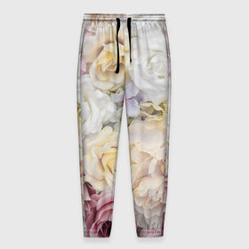 Мужские брюки 3D с принтом Нежные Цветы в Кировске, 100% полиэстер | манжеты по низу, эластичный пояс регулируется шнурком, по бокам два кармана без застежек, внутренняя часть кармана из мелкой сетки | белый | розовый | розы | сирень | цветок