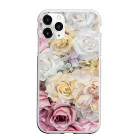 Чехол для iPhone 11 Pro Max матовый с принтом Нежные Цветы в Кировске, Силикон |  | белый | розовый | розы | сирень | цветок