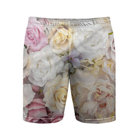 Мужские шорты спортивные с принтом Нежные Цветы в Кировске,  |  | белый | розовый | розы | сирень | цветок
