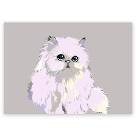 Поздравительная открытка с принтом Пушистый милый кот с грустным взглядом в Кировске, 100% бумага | плотность бумаги 280 г/м2, матовая, на обратной стороне линовка и место для марки
 | забавно | котята | няшно | цитата