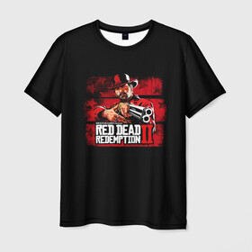 Мужская футболка 3D с принтом red dead redemption 2 в Кировске, 100% полиэфир | прямой крой, круглый вырез горловины, длина до линии бедер | action | red dead redemption 2 | rockstar games | вестерн | игра | ковбой | ружье | стрелялка | экшен