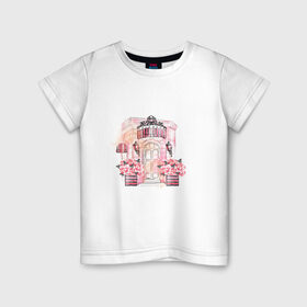 Детская футболка хлопок с принтом Париж в Кировске, 100% хлопок | круглый вырез горловины, полуприлегающий силуэт, длина до линии бедер | красота | любовь | милота | париж | розовый