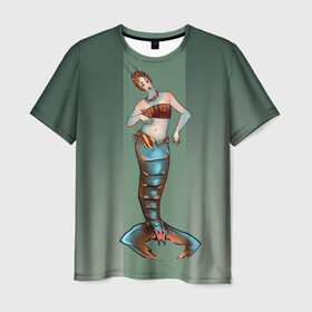 Мужская футболка 3D с принтом Русалочий гороскоп - Рак в Кировске, 100% полиэфир | прямой крой, круглый вырез горловины, длина до линии бедер | гороскоп | знак | зодиак | краб | рак | русалка