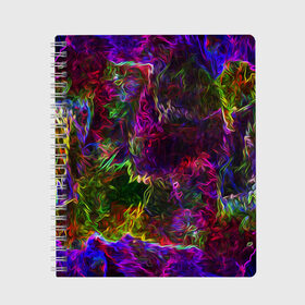 Тетрадь с принтом Энергия в красках в Кировске, 100% бумага | 48 листов, плотность листов — 60 г/м2, плотность картонной обложки — 250 г/м2. Листы скреплены сбоку удобной пружинной спиралью. Уголки страниц и обложки скругленные. Цвет линий — светло-серый
 | Тематика изображения на принте: abstract | color | energy | gradient | neon | pattern | space | texture | абстрактный | абстракция | волны | всплеск | градиент | дым | искусство | космические | краски | красочный | неон | неоновый | сияние | текстура | туман