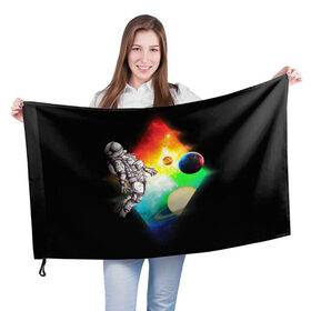 Флаг 3D с принтом Космонавт в Кировске, 100% полиэстер | плотность ткани — 95 г/м2, размер — 67 х 109 см. Принт наносится с одной стороны | cosmonavt | galaxy | nasa | nebula | space | star | абстракция | астронавт | вселенная | галактика | звезда | звезды | космический | космонавт | наса | планеты | скафандр