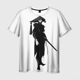 Мужская футболка 3D с принтом Мечник самурай в Кировске, 100% полиэфир | прямой крой, круглый вырез горловины, длина до линии бедер | дух | катана | меч | мечник | неко | самурай