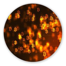 Коврик для мышки круглый с принтом BITCOIN KRYPTONATE в Кировске, резина и полиэстер | круглая форма, изображение наносится на всю лицевую часть | bitcoin | btc | биткоин | валюта | деньги | криптовалюта