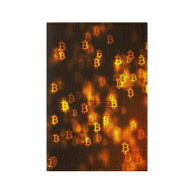 Обложка для паспорта матовая кожа с принтом BITCOIN KRYPTONATE в Кировске, натуральная матовая кожа | размер 19,3 х 13,7 см; прозрачные пластиковые крепления | Тематика изображения на принте: bitcoin | btc | биткоин | валюта | деньги | криптовалюта