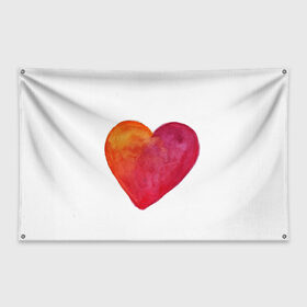 Флаг-баннер с принтом Акварельное сердце в Кировске, 100% полиэстер | размер 67 х 109 см, плотность ткани — 95 г/м2; по краям флага есть четыре люверса для крепления | день валентина | любовь | парные | сердца