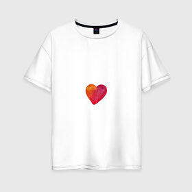 Женская футболка хлопок Oversize с принтом Акварельное сердце в Кировске, 100% хлопок | свободный крой, круглый ворот, спущенный рукав, длина до линии бедер
 | день валентина | любовь | парные | сердца