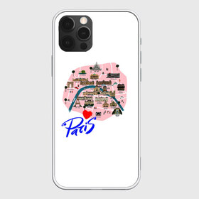 Чехол для iPhone 12 Pro Max с принтом Париж в Кировске, Силикон |  | Тематика изображения на принте: paris | достопримечательности | карта | париж | путешествия | франция | эйфелева башня | я люблю париж