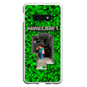 Чехол для Samsung S10E с принтом Minecraft в Кировске, Силикон | Область печати: задняя сторона чехла, без боковых панелей | minecraft | алекс | белый | блоки | ведьма | взрывчатка | визера | волк | гаст | добывать | дракон | зеленый куб | зомби | игра | крафт | крипер | кубики | лошадка | майн | майнкрафт | манкрафт | овечка | оцелот