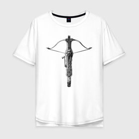 Мужская футболка хлопок Oversize с принтом Hunters crossbow #2 в Кировске, 100% хлопок | свободный крой, круглый ворот, “спинка” длиннее передней части | crossbow | fantasy | hunter | medival | weapon | арбалет | оружие | охотник | средневековье | фэнтэзи