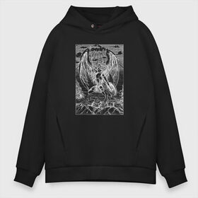 Мужское худи Oversize хлопок с принтом Celestial black в Кировске, френч-терри — 70% хлопок, 30% полиэстер. Мягкий теплый начес внутри —100% хлопок | боковые карманы, эластичные манжеты и нижняя кромка, капюшон на магнитной кнопке | angel | celestial | fantasy | warrior | ангел | воительница | небесная | руны | средневековье | фэнтези