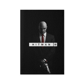 Обложка для паспорта матовая кожа с принтом Hitman 3 в Кировске, натуральная матовая кожа | размер 19,3 х 13,7 см; прозрачные пластиковые крепления | hitman | hitman 3 | hitman iii | красный | надпись | хитман | хитман 3