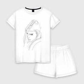 Женская пижама с шортиками хлопок с принтом Warrior woman в Кировске, 100% хлопок | футболка прямого кроя, шорты свободные с широкой мягкой резинкой | fantasy | warrior | античность | воительница | доспехи | фэнтези
