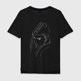 Мужская футболка хлопок Oversize с принтом Warrior woman black в Кировске, 100% хлопок | свободный крой, круглый ворот, “спинка” длиннее передней части | fantasy | warrior | античность | воительница | доспехи | фэнтези