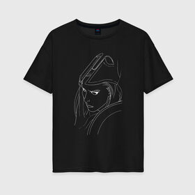 Женская футболка хлопок Oversize с принтом Warrior woman black в Кировске, 100% хлопок | свободный крой, круглый ворот, спущенный рукав, длина до линии бедер
 | fantasy | warrior | античность | воительница | доспехи | фэнтези