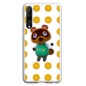 Чехол для Honor P30 с принтом Animal crossing - Nook в Кировске, Силикон | Область печати: задняя сторона чехла, без боковых панелей | animal crossing | nook | детский | желтый | игра | компьютерный | кроссинг | монеты | нок | нук | персонаж | подарок | том нук | узор | энимал кросинг