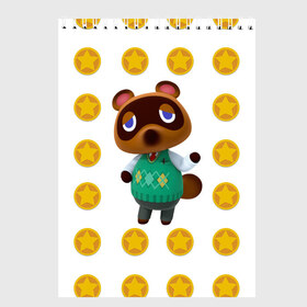 Скетчбук с принтом Animal crossing - Nook в Кировске, 100% бумага
 | 48 листов, плотность листов — 100 г/м2, плотность картонной обложки — 250 г/м2. Листы скреплены сверху удобной пружинной спиралью | animal crossing | nook | детский | желтый | игра | компьютерный | кроссинг | монеты | нок | нук | персонаж | подарок | том нук | узор | энимал кросинг