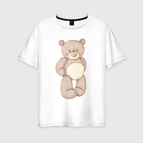 Женская футболка хлопок Oversize с принтом Мишка в Кировске, 100% хлопок | свободный крой, круглый ворот, спущенный рукав, длина до линии бедер
 | акварель | карандашом | косолапый | медведь | мужчине | парень