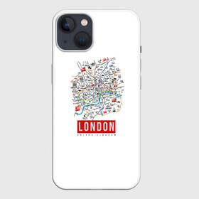 Чехол для iPhone 13 с принтом Лондон в Кировске,  |  | london | англия | биг бен | великобритания | достопримечательности | карта | лондон | путешествия | я люблю лондон