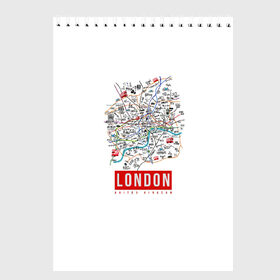 Скетчбук с принтом Лондон в Кировске, 100% бумага
 | 48 листов, плотность листов — 100 г/м2, плотность картонной обложки — 250 г/м2. Листы скреплены сверху удобной пружинной спиралью | london | англия | биг бен | великобритания | достопримечательности | карта | лондон | путешествия | я люблю лондон