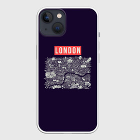 Чехол для iPhone 13 с принтом LONDON в Кировске,  |  | london | англия | биг бен | великобритания | достопримечательности | карта | литературная карта | лондон | путешествия | твист | чарли чаплин | шерлок холмс | я люблю лондон