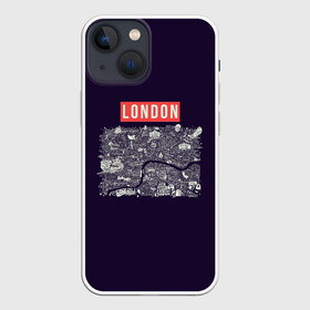 Чехол для iPhone 13 mini с принтом LONDON в Кировске,  |  | london | англия | биг бен | великобритания | достопримечательности | карта | литературная карта | лондон | путешествия | твист | чарли чаплин | шерлок холмс | я люблю лондон