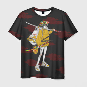 Мужская футболка 3D с принтом Samurai girl в Кировске, 100% полиэфир | прямой крой, круглый вырез горловины, длина до линии бедер | black | japan | samurai | аниме | иероглиф | катана | персонаж | самурай | черный | япония