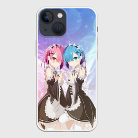 Чехол для iPhone 13 mini с принтом Рем и Рам в Кировске,  |  | anime | ram | re zero | re: zero kara hajimeru isekai seikatsu | re: жизнь с нуля в альтернативном мире | rem | горничные | демон | рам | ре зеро | рем | рэм