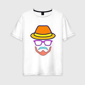 Женская футболка хлопок Oversize с принтом Хипстер в Кировске, 100% хлопок | свободный крой, круглый ворот, спущенный рукав, длина до линии бедер
 | борода | бороды. | мужчина | хиппи | хипстер | хипстеры