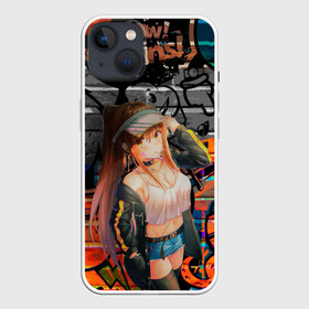 Чехол для iPhone 13 с принтом Anime Girl with Graffiti в Кировске,  |  | anime | girl | аниме | граффити | девушка | тян