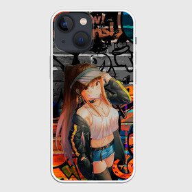 Чехол для iPhone 13 mini с принтом Anime Girl with Graffiti в Кировске,  |  | anime | girl | аниме | граффити | девушка | тян