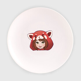 Тарелка с принтом Девочка-панда в Кировске, фарфор | диаметр - 210 мм
диаметр для нанесения принта - 120 мм | аниме | девочка | красная панда | неко | панда | улыбка