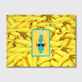 Альбом для рисования с принтом Ананас и бананы в Кировске, 100% бумага
 | матовая бумага, плотность 200 мг. | Тематика изображения на принте: 3d | ананас | бананы | бирюзовый | единственный | желтый | надпись | наушники | один | один на тысячу | одна на тысячу | очки | полная запечатка | розовый | самовыражение