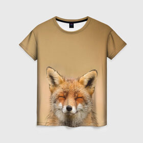 Женская футболка 3D с принтом Милая лисичка в Кировске, 100% полиэфир ( синтетическое хлопкоподобное полотно) | прямой крой, круглый вырез горловины, длина до линии бедер | fox | foxy | животное | звери | лиса | лисенок | лисичка | милая | рыжая | фокс