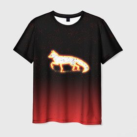 Мужская футболка 3D с принтом Светящаяся лиса в Кировске, 100% полиэфир | прямой крой, круглый вырез горловины, длина до линии бедер | fox | арт | животные | лиса