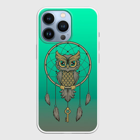 Чехол для iPhone 13 Pro с принтом сова ловец снов в Кировске,  |  | арт | взгляд | градиент | знание | ключ | круг | ловец снов | масоны | мудрость | перо | птица | птичка | сова | тайна | филин