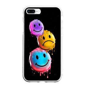 Чехол для iPhone 7Plus/8 Plus матовый с принтом Smail в Кировске, Силикон | Область печати: задняя сторона чехла, без боковых панелей | lol | smile | грусть | краски | мем | позитив | рожица | смайл | смех | улыбка