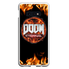 Чехол для Samsung S10E с принтом DOOM Eternal в Кировске, Силикон | Область печати: задняя сторона чехла, без боковых панелей | doom eternal | дум | игра | компьютерная | логотип | надпись | огненный | огонь | подарок | пожар | символ | фанату | черный