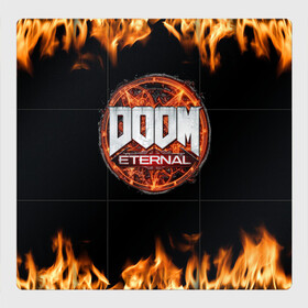 Магнитный плакат 3Х3 с принтом DOOM Eternal в Кировске, Полимерный материал с магнитным слоем | 9 деталей размером 9*9 см | doom eternal | дум | игра | компьютерная | логотип | надпись | огненный | огонь | подарок | пожар | символ | фанату | черный