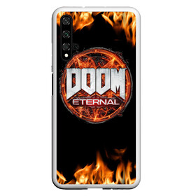 Чехол для Honor 20 с принтом DOOM Eternal в Кировске, Силикон | Область печати: задняя сторона чехла, без боковых панелей | doom eternal | дум | игра | компьютерная | логотип | надпись | огненный | огонь | подарок | пожар | символ | фанату | черный