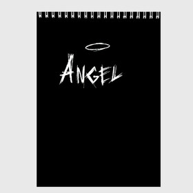 Скетчбук с принтом ANGEL в Кировске, 100% бумага
 | 48 листов, плотность листов — 100 г/м2, плотность картонной обложки — 250 г/м2. Листы скреплены сверху удобной пружинной спиралью | Тематика изображения на принте: angel | angelos | archangel | graffiti | inscription | messenger | saint | ангел | ангелок | ангелос | ангелочек | архангел | вестник | графити | надпись | посланник | святой