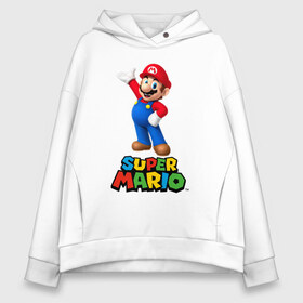 Женское худи Oversize хлопок с принтом Super Mario в Кировске, френч-терри — 70% хлопок, 30% полиэстер. Мягкий теплый начес внутри —100% хлопок | боковые карманы, эластичные манжеты и нижняя кромка, капюшон на магнитной кнопке | видеоигра | игра | марио | персонаж